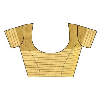yellow Striped Print Cotton Saree With Blouse 5