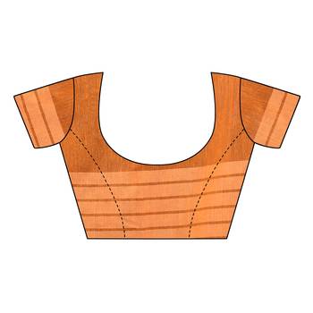 Light orange Striped Print Cotton Saree With Blouse 5