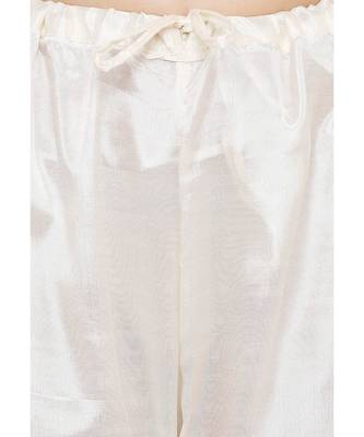 Women's White Embroidered Cotton Chanderi Unstitch Dress Material With Dupatta 5