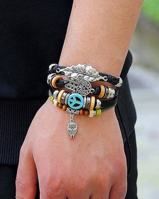 Multi-Color Wraps Casual Skin Friendly Bracelets For Men Boys Multi-Strand Friendship Bracelets Size 7.5 Inches 1