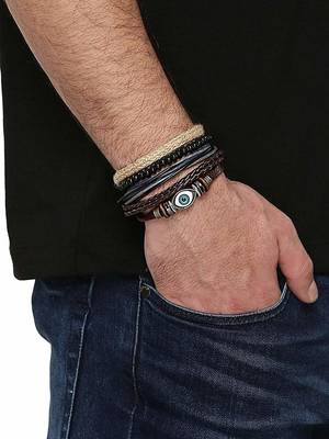 Multi-Color Wraps Casual Skin Friendly Bracelets For Men Boys Multi-Strand Friendship Bracelets(Set Of 4) 7.5 Inches 1