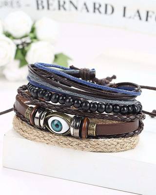 Multi-Color Wraps Casual Skin Friendly Bracelets For Men Boys Multi-Strand Friendship Bracelets(Set Of 4) 7.5 Inches 4