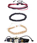 Black White Red Wraps Casual Skin Friendly Bracelets For Men Boys Multi-Strand Friendship Bracelets(Set Of 4) 7.5 Inches