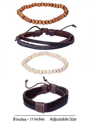 Black Brown White Wraps Casual Skin Friendly Bracelets For Men Boys Multi-Strand Friendship Bracelets(Set Of 4) 1