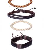 Black Brown White Wraps Casual Skin Friendly Bracelets For Men Boys Multi-Strand Friendship Bracelets(Set Of 4)