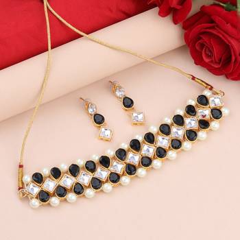 Stylish Delicate Party Wear Black Choker Set For Women Girl 1
