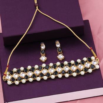 Stylish Delicate Party Wear Black Choker Set For Women Girl 2