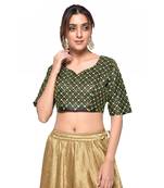 Black embroidered art silk padded readymade blouse