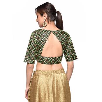 Black embroidered art silk padded readymade blouse 2
