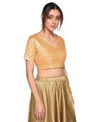 Beige embroidered art silk padded readymade blouse