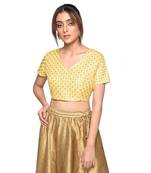 Beige embroidered art silk padded readymade blouse