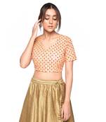 Beige embroidered art silk padded readymade blouse