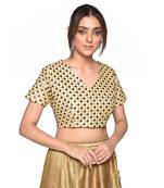 Beige embroidered art silk padded readymade blouse