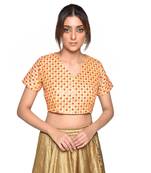 Beige embroidered art silk padded readymade blouse