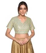 Beige embroidered art silk padded readymade blouse