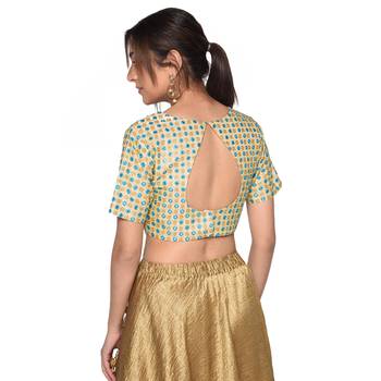 Beige embroidered art silk padded readymade blouse 2