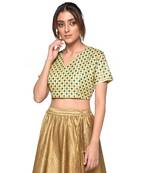 Beige embroidered art silk padded readymade blouse