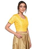 Yellow embroidered art silk padded readymade blouse