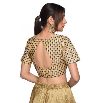 Beige embroidered art silk padded readymade blouse 2