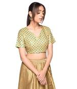 Beige embroidered art silk padded readymade blouse