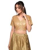 Beige embroidered art silk padded readymade blouse