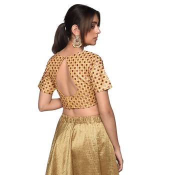Beige embroidered art silk padded readymade blouse 2