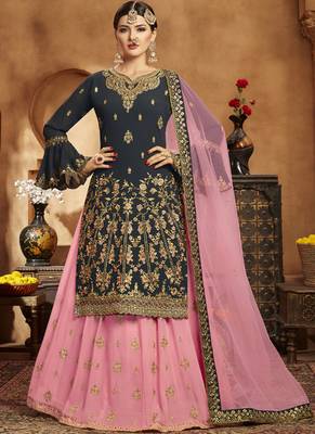Dark Grey Georgette Pakistani Salwar Kameez 1
