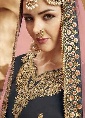 Dark Grey Georgette Pakistani Salwar Kameez 3