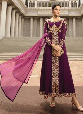 Purple Georgette Pakistani Salwar Kameez 1