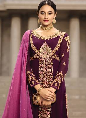 Purple Georgette Pakistani Salwar Kameez 3