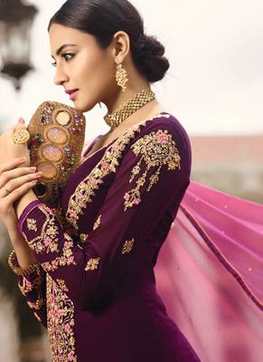 Purple Georgette Pakistani Salwar Kameez 4