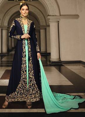Navy Blue Georgette Pakistani Salwar Kameez 1