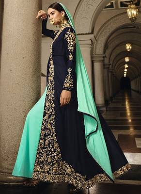 Navy Blue Georgette Pakistani Salwar Kameez 2