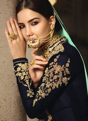 Navy Blue Georgette Pakistani Salwar Kameez 4