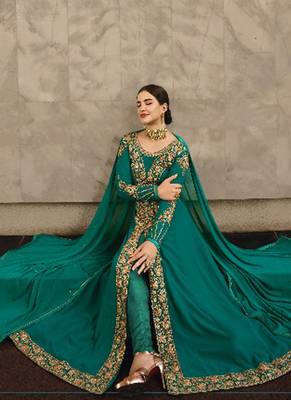 Green Georgette Pakistani Salwar Kameez 2