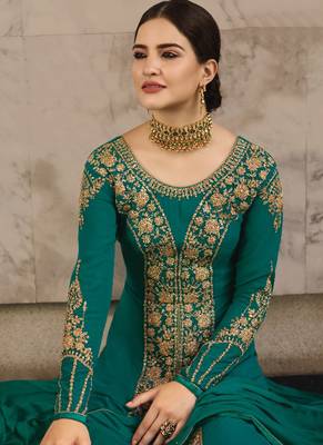 Green Georgette Pakistani Salwar Kameez 3