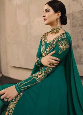 Green Georgette Pakistani Salwar Kameez 4