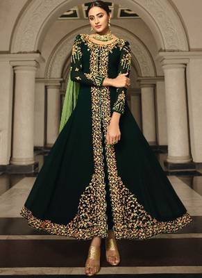 Dark Green Georgette Pakistani Salwar Kameez 1