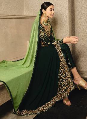 Dark Green Georgette Pakistani Salwar Kameez 2