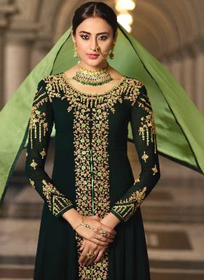 Dark Green Georgette Pakistani Salwar Kameez 3