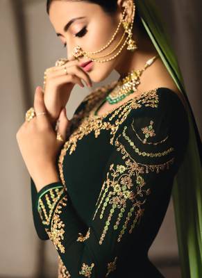 Dark Green Georgette Pakistani Salwar Kameez 4