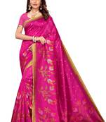 Pink Printed art silk Indian Style Saree With Blouse Piece
