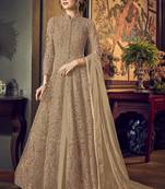 Beige Net Anarkali Salwar Kameez