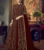 Maroon Net Anarkali Salwar Kameez
