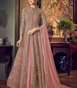 Pink Net Anarkali Salwar Kameez