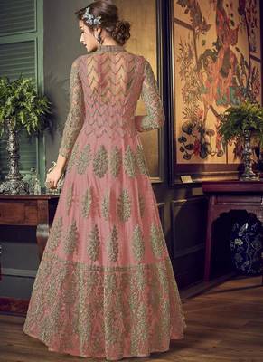 Pink Net Anarkali Salwar Kameez 2