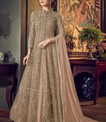 Light Peach Net Anarkali Salwar Kameez
