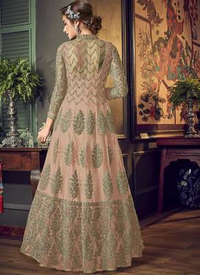 Light Peach Net Anarkali Salwar Kameez 2