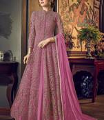Dark Pink Net Anarkali Salwar Kameez