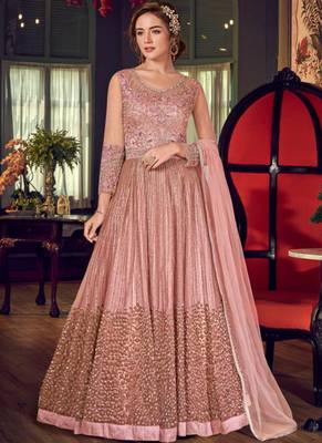 Baby Pink Net Anarkali Salwar Kameez 1